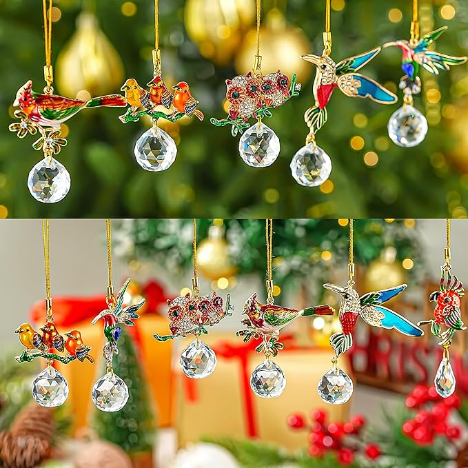 H&D HYALINE & DORA Color Bird Hanging Ornament 6Pcs Colorful Cardinal Christmas Tree Ornaments Flying Bird Ornament Xmas Decoration Birds Gift for Men Women