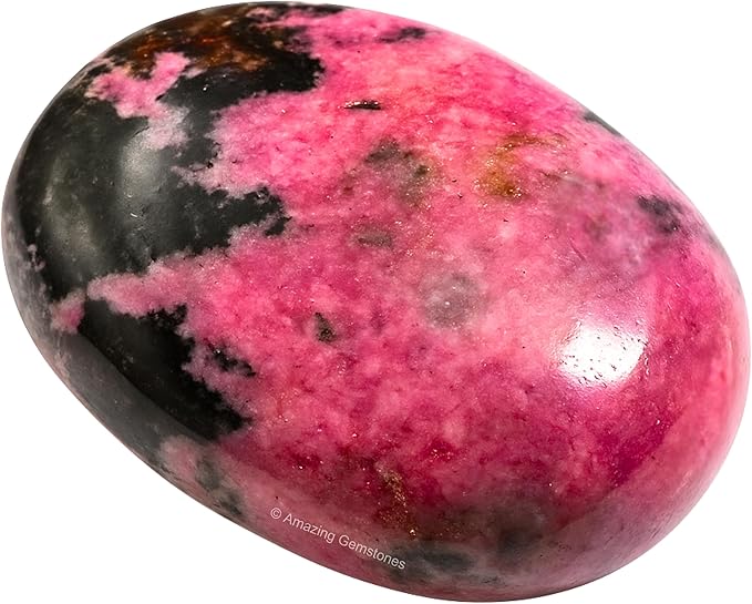 Amazing Gemstone Rhodonite Palm Stone - Hot Massage Worry Stone for Natural Body Chakra Balancing, Reiki Healing and Crystal Grid