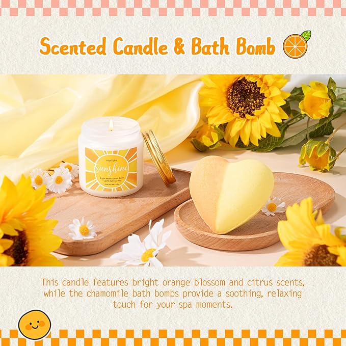 Gift Baskets for Women, 9pcs Unique Happy Birthday Gifts for Women, Best Inspirational Get Well Christmas Sunshine Sunflower Ideas Box for Her Sister Friend Friendship Mom - BRIGHTEN UP HER DAY!