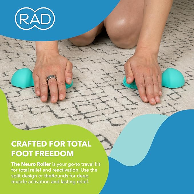 RAD Neuro Roller – Foot Massage Roller for Plantar Fasciitis & Recovery - Silicone, Dual-Texture Design with Built-in Massage Balls for Trigger Point Therapy & Foot Relief