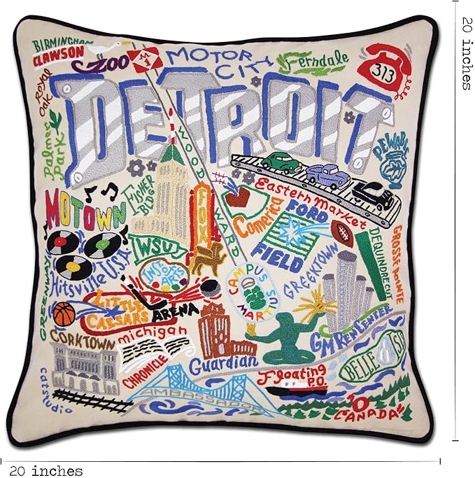 Catstudio Detroit Embroidered Decorative Throw Pillow