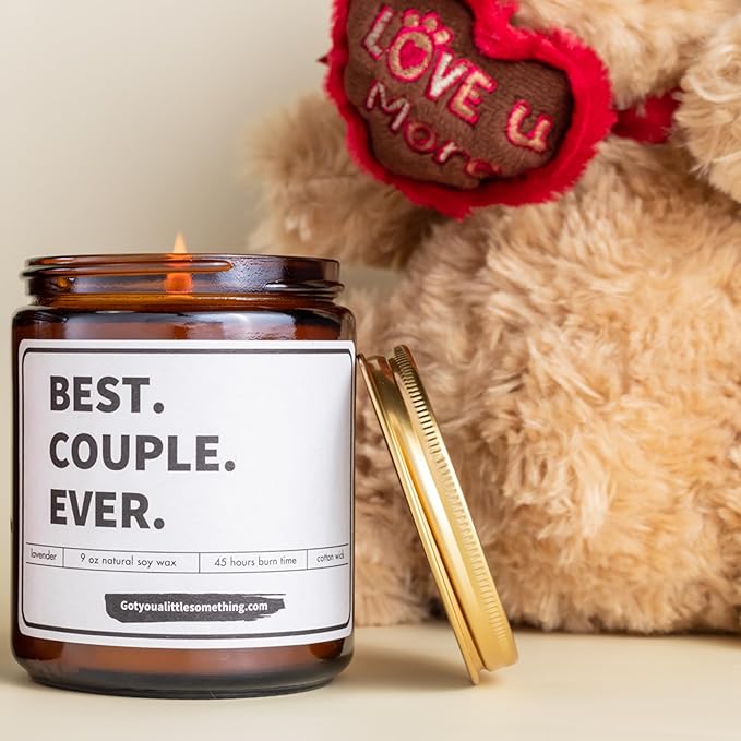 Gifts for Couples - Best Couple Ever Scented Candle for Couple Anniversary, Wedding Engagement, Newly Engaged - Present Boyfriend, Girlfriend, Husband, Wife, Fiance - Candle for Him and her