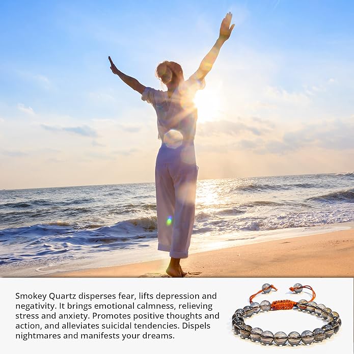 Energy Protection Crystal Handmade Adjustable Bead Bracelet Perfect for Men, Women’s Gift - Gemstone Healing Stretch Bracelet Pulsera Para Hombre Mujer Stocking Stuffer