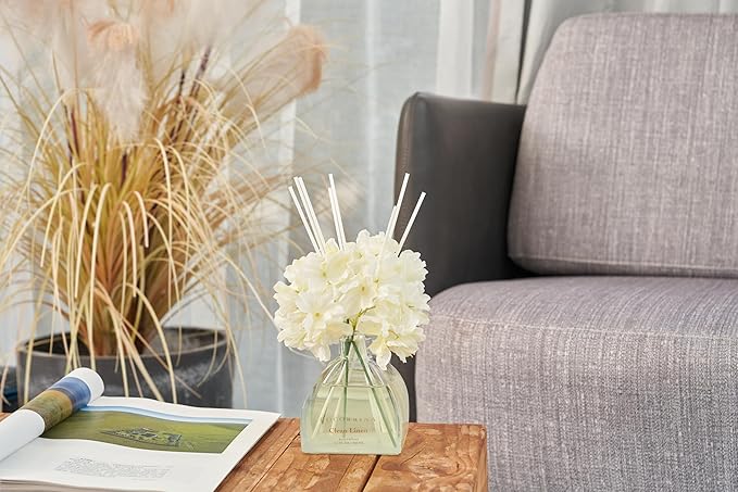 COCORRÍNA Reed Diffuser - 8.5 Oz Clean Linen Reed Diffuser with 8 Sticks for Home Bathroom Shelf Decor (Simple Luxe Collection)