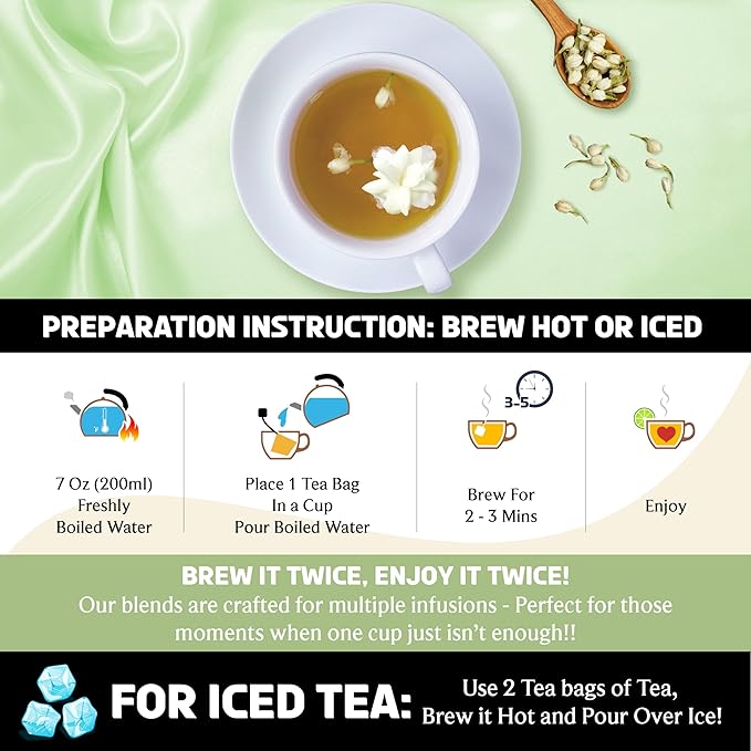 BREWIX, Jasmine Green Tea (25 Pyramid Tea Bags) | High Grown Green Tea from Himalayas with Jasmine | Caffeinated Tea Loose Leaf | High Elevation Grown