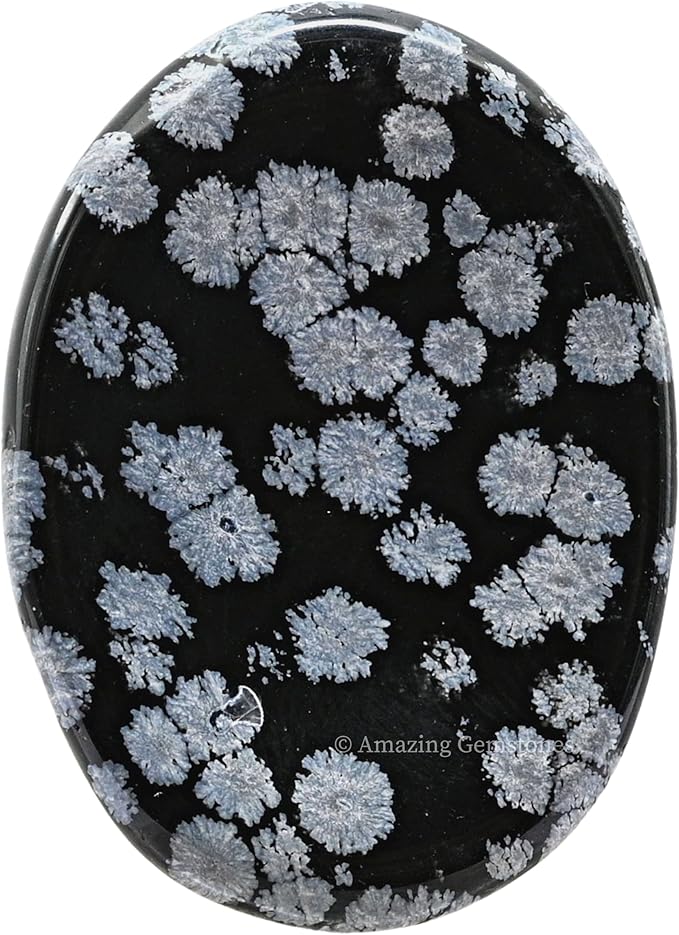 Amazing Gemstone Snowflake Obsidian Worry Stone Crystals and Healing Stones for Stress Relief Gifts - Piedra Crystal Fidget for Meditation - Unique Stocking Stuffers and Birthday Gifts