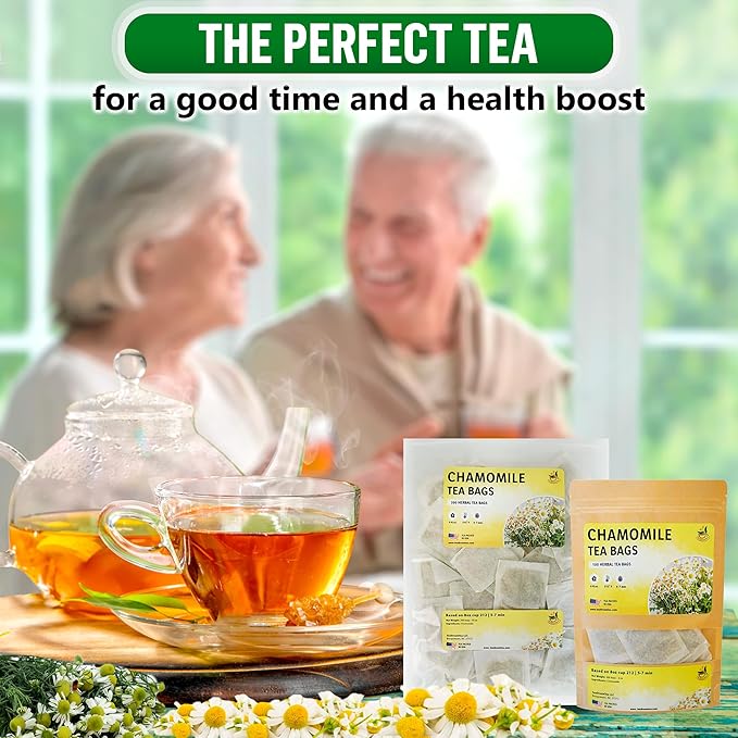 TeaDeam Tea Chamomile Tea Bags | Caffeine-Free & Sleep Time Tea | Chamomile Flowers Aroma - For Relieving Stress | Brew Hot Or Iced | 300 Tea Bags