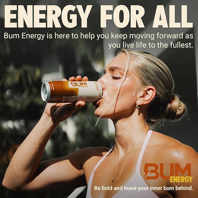 BUM Sugar-Free Energy Drink, Iced Tea Lemonade - No Artificial Colors, Natural Caffeine & Citicoline for Energy & Focus, Brain Boost & Workout Sports Beverage - 12 oz, Pack of 12