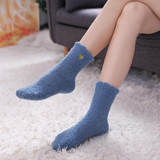 LINEMIN Womens Fuzzy Socks Cozy Fluffy Winter Warm Slipper Socks Microfiber Soft Home Sleeping Socks