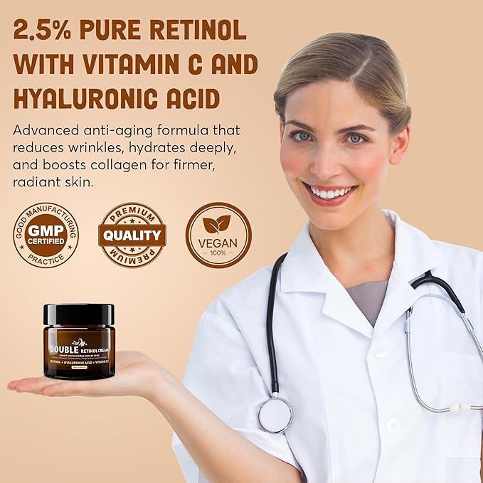 Live Healthy Retinol Cream for Face - Anti Aging, Day & Night, Face Moisturizer - Wrinkle Cream, Neck Creams for Tightening and Firming, Collagen, Hyaluronic Acid, for Men & Women |1.05 fl oz