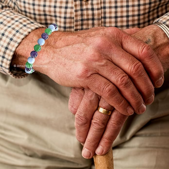 Natural Healing Crystal Bracelet for Women - Mens Bracelet Energy Balancing Gemstones Set - Adjustable Stone Bead Bracelet for Men and Women - Chakra Crystal Therapy Accessory, Meditation