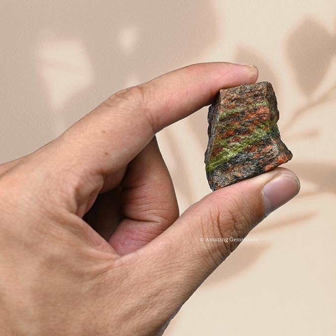 Amazing Gemstone Unakite Raw Crystals and Healing Stones, Natural Rocks for Tumbling and DIY Raw Stones and Crystals (5 Pieces)