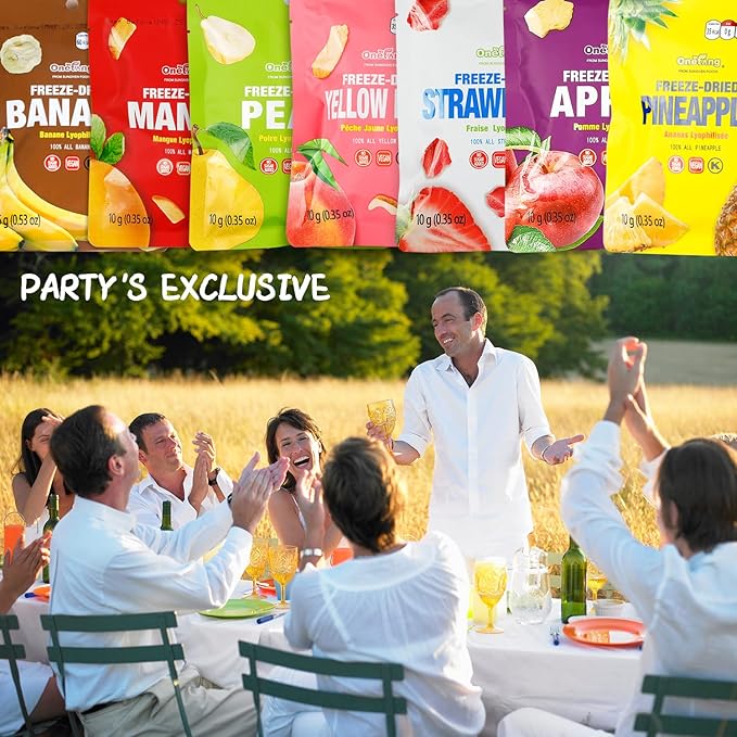 ONETANG Freeze-Dried Mixed Fruit, 12 Pack Single-Serve Pack, Non GMO, Kosher, No Add Sugar, Gluten free, Vegan, Holiday Gifts, Healthy Snack 0.35 Oz