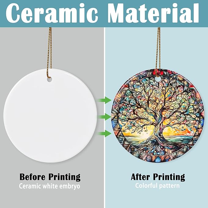 Colorful Ceramic Tree of Life Christmas Ornament, Tree of Life Ornaments for Christmas Tree, Christmas Holiday Decor, Tree of Life Gifts, Christmas Ornament Gift Ideas - Pattern C