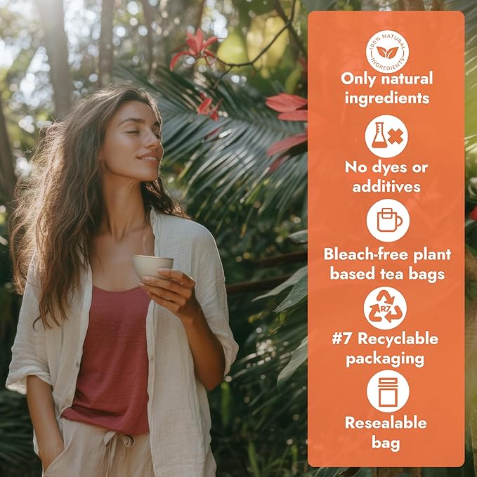 Vital Bloom 120 Tea Bags Ginger Turmeric Cinnamon Tea Bags, Supports Immune Health, Aids Digestion, 100% Natural Ingredients Blended Herbal Tea, Hot or Iced, Eco-Friendly Package, 120 Count