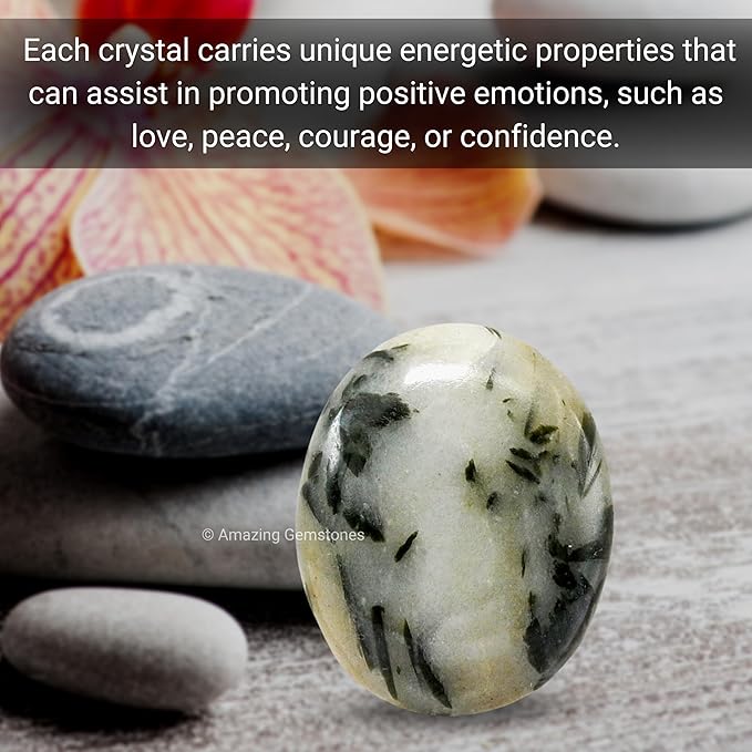Amazing Gemstone Green Tourmaline in Quartz Crystals and Healing Stones - Large Palm Stone Crystals Piedra - Crystal for Good Luck, Positivity, Meditation - Unique Stocking Stuffers Gifts for Women