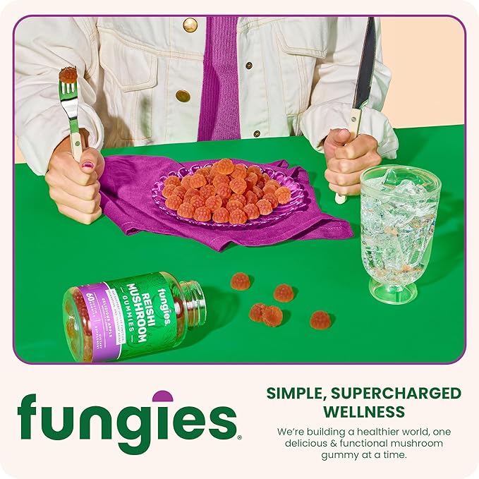 Fungies Reishi Mushroom Gummies, Delicious Apple Flavor - Mushroom Herbal Supplement Gummy for Adults Supports Immune Health, Relaxation & Healthy Aging - Calming Gummies for Sleep - 60 Servings