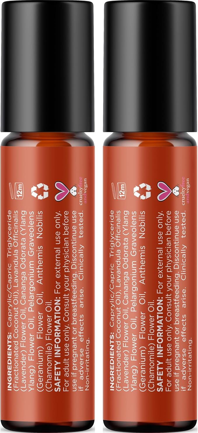 Relaxing Essential Oil Roll On - Aromatherapy Essential Oil Roller with Calming Essential Oils - Relaxing Essential Oil Blend with Lavender Ylang Ylang Chamomile & Geranium for Stress Support (2 Pack)