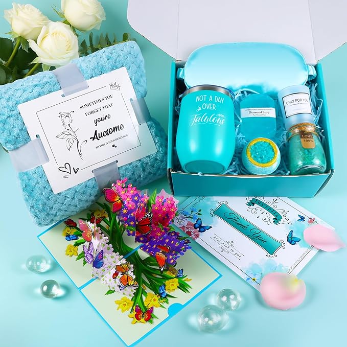 Self Care Gifts with 3D Butterfly Card for Women, Get Well Soon Gift Baskets, Thinking of You Gifts Relaxing Spa Self Care Gift, Birthday Gifts for Women Mom Wife Her Friend Sister Grandma