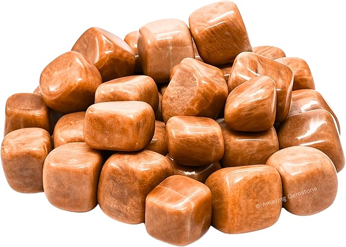 Amazing Gemstone Peach Moonstone Crystals&Healing Stones Tumbled - 1 oz Peach Moonstone Stone, Healing Stones for Energy Balance, Stress Relief - Premium Polished Gems Rocks for Meditation&Wellness