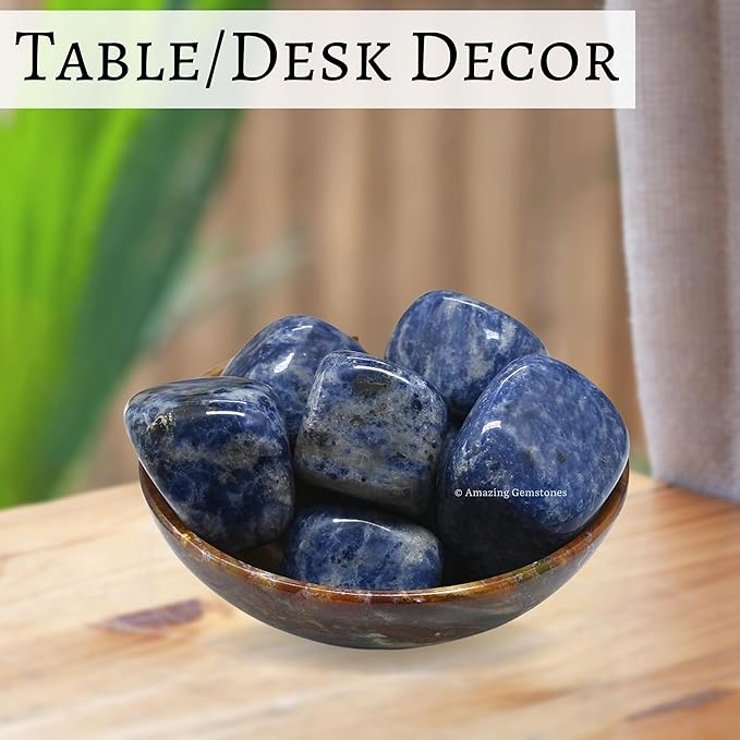 Amazing Gemstone Sodalite Crystals and Healing Stones Tumbled - 1 Oz Sodalite Stone Gem Stones, Natural Healing Stones for Energy Balance, Stress Relief - Polished Gems Rocks