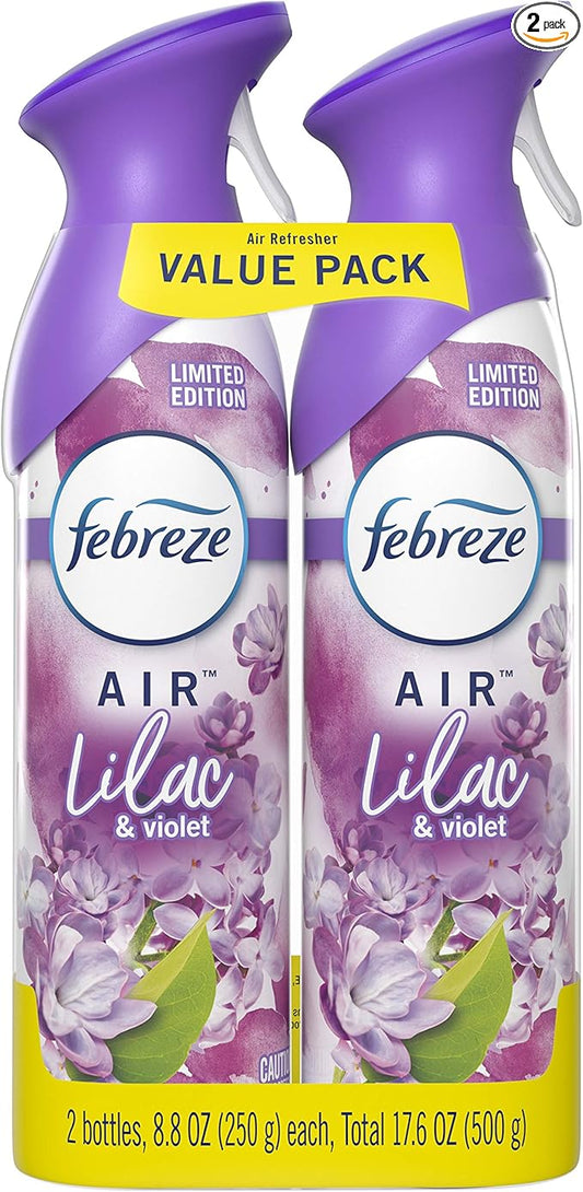 Febreze Air Odor-Eliminating Air Freshener, Lilac & Violet, 2 Ct, 8.8 Fl Oz Each (17.6 oz Total)