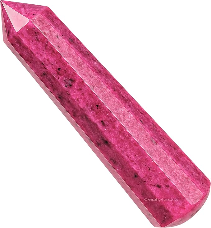 Amazing Gemstone Rhodonite Crystal Wand Massage Stick - Pelvic Wand Gua Sha for Adults - Crystals and Healing Stones Massage Wands for Adults Gifts (Pointed)