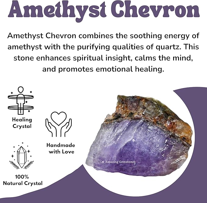 Amazing Gemstone Amethyst Chevron Raw Crystals and Healing Stones, Natural Rocks for Tumbling - DIY Raw Stones and Crystals, 2 Pieces