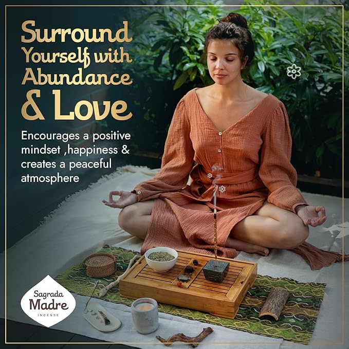 Sagrada Madre Chamomile Incense Sticks - 9 Extra Long Rods for Abundance, Peace, Love & Protection - Infused with Natural Calendula, Frankincense & Essential Oils - 50-Minute Burn Time for Meditation