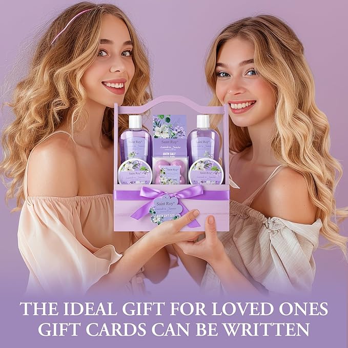 13Pcs Bath and Body Gift Basket Set, Christmas Gifts for Women, Lavender Jasmine Spa Gift Basket for Mother Gift, Bath Gift Set for Mom, Spa Gift Basket, Spa gift baskets, Birthday Gifts for Girls