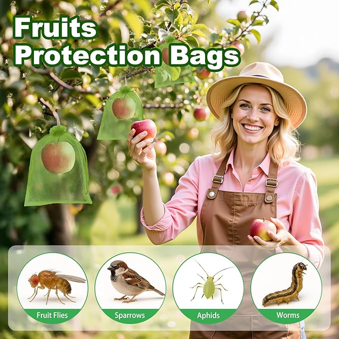 50 PCS 6x9 Inch Olive Green Organza Bags, Mesh Bags Drawstring Small Fruit Protection Bag for Christmas Gift, Party Favors, Wedding, St. Patrick's Day