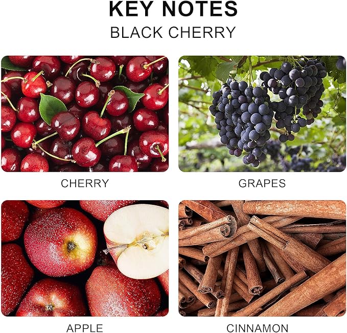 L'odeur Vill Reed Diffuser Set - Black Cherry Scented Home Fragrance, 6.7 oz (200ml) with 6 Oil Diffuser Sticks for Large Rooms and Bathroom Decor