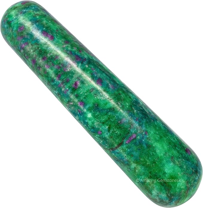 Amazing Gemstone Ruby Fuchsite Crystal Wand Massage Stick - Pelvic Wand Gua Sha for Adults - Crystals and Healing Stones Massage Wands for Adults Gifts (Smooth)