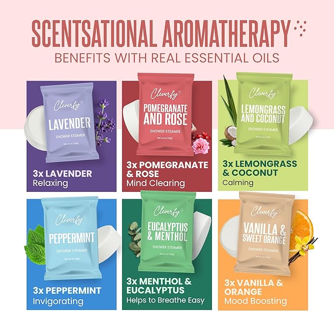 Cleverfy Shower Steamers Aromatherapy – Stocking Stuffers for Women, Teens and Wife – Christmas Gifts for Women and Teen Girls – White Elephant Gifts for Adults – 18 Tablets
