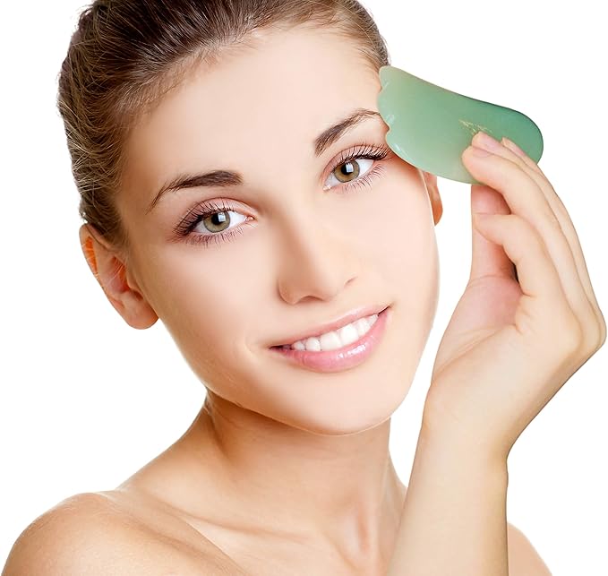 Jade Stone Facial Massager for Facial Lifting and Tightening Massage, Anti-Wrinkles, Anti-Aging Gua Sha Wrinkles Removal Massage, Skin Care and Rejuvenation