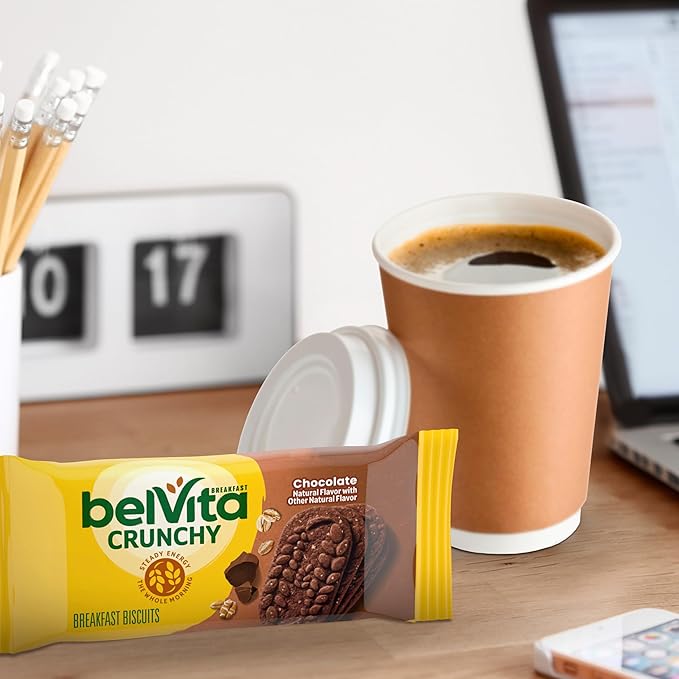 belVita Breakfast Bars Biscuits, Chocolate, 30 Total Packs, 6 Boxes (4 Biscuits Per Pack)