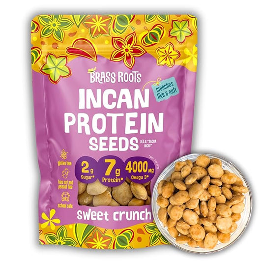 Brass Roots Organic Incan Protein Seeds - High Protein, School Safe, Nut Free, High Omega 3, Supports Gut Health, Good Source of Fiber, Shark Tank (10 oz (Pack of 1), Sweet Crunch)