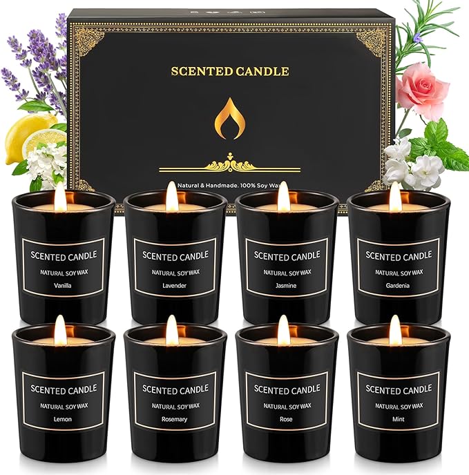 8 Pack Candles for Home Scented Aromatherapy Candles Gifts Set for Women Soy Wax Long Lasting Jar Candles for Birthday Mother's Day Gifts, 3.5oz
