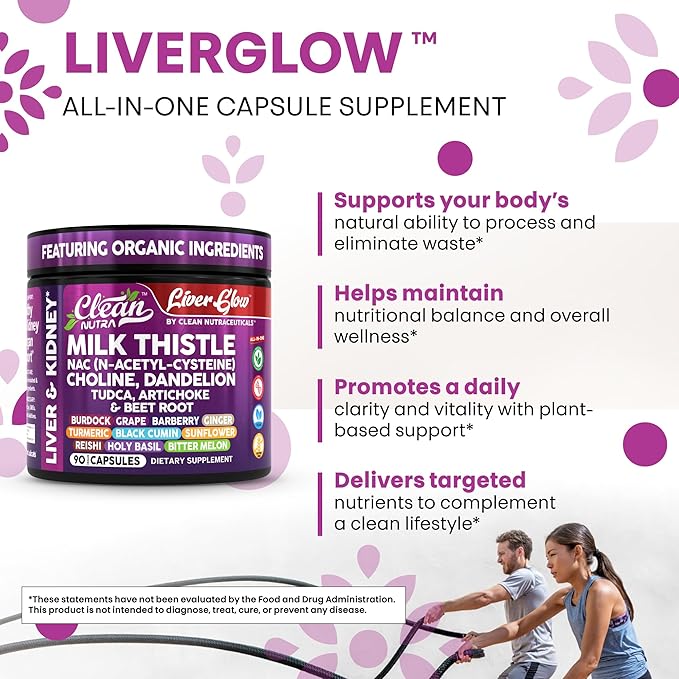 Clean Nutra Milk Thistle NAC Choline Dandelion Root TUDCA Artichoke Beet Root Burdock Holy Basil Supplement Liver Cleanse Detox Support Repair Lymphatic Complex for Liver & Kidney 90 Vegan Capsules