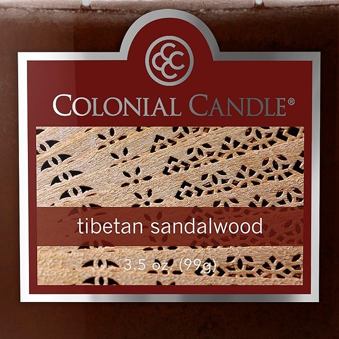 Colonial Candle Tibetan Sandalwood Scented Jar Candle, 2 Wick, 3.5 oz, Mottled Wax Candle (Pack of 4)