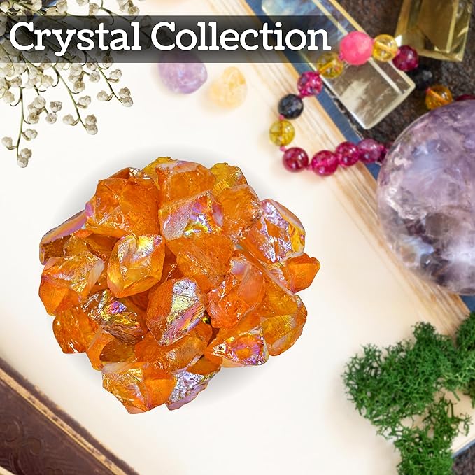 Amazing Gemstone 2 Pieces Tangerine Aura Quartz Raw Crystals and Healing Stones, Natural Rocks for Meditation and DIY Raw Stones and Crystals