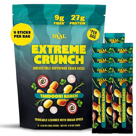 Daal By Keen Crunchy Mung Bean Snacks – Tandoori Ranch – Plant-Based Protein, High Fiber, Gluten-Free, Nut-Free – Mix into Salads or Enjoy as an On-the-Go Snack – 1 Resealable Pack, 4.76 oz