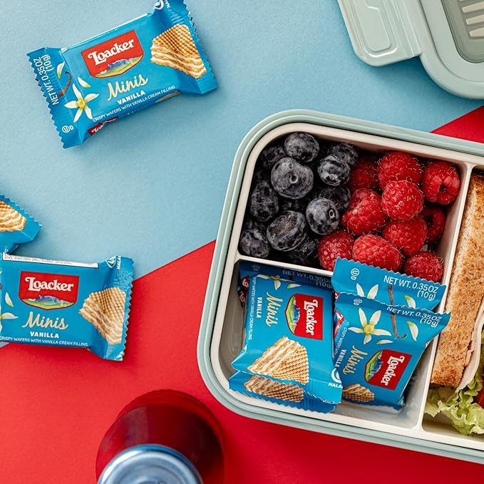Loacker Minis Wafer Variety Pack - 30% Less Sugar - Premium Assorted Cream Filled Wafer Cookies - Mix of Hazelnut, Chocolate and Vanilla Crispy Wafers - NON-GMO - Sustainably Sourced Ingredients - 10g/0.35oz, 40 Individually Wrapped Snack Packs (mix)
