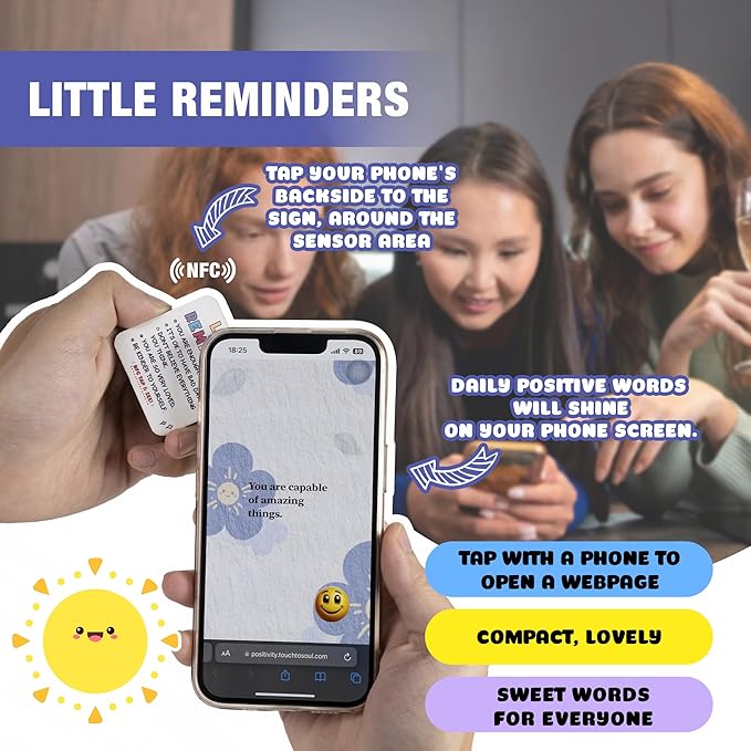 90+ Positive Messages with NFC Keychain, Unique Gifts for Women, Affirmation Cards, Positive Affirmations Cards, Stocking Stuffers Teens, Self Care Gift, Christmas Gifts For Women