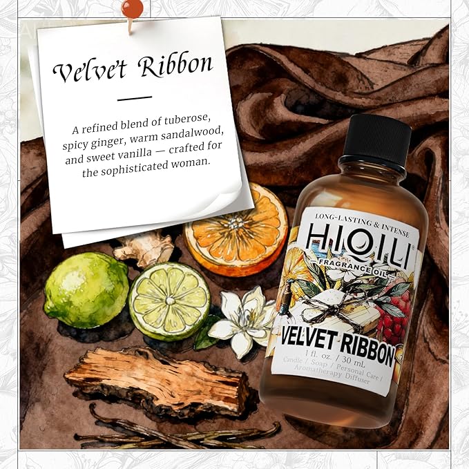 HIQILI Velvet Ribbon Fragrance Oil for DIY Candle and Soap Making, Dryer Balls, Perfect for Diffusers for Home or Yoga Use - 1 Fl Oz