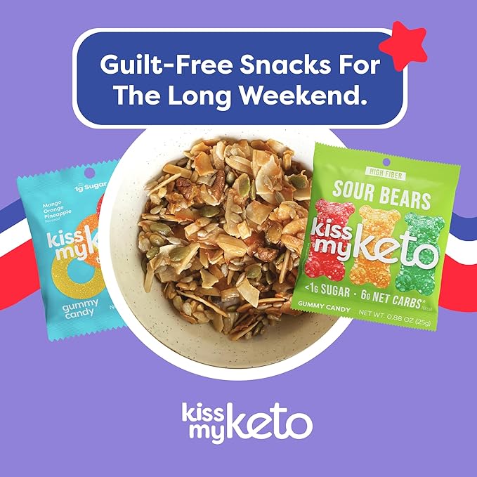 Kiss My Keto Sugar Free Gummies, Sour Cola 16-Pack – Satisfy Cravings while Staying in Ketosis – High Fiber, 6g Net Carbs, Non-GMO, Vegan, & Gluten-Free – Low-Calorie Vegan Candy
