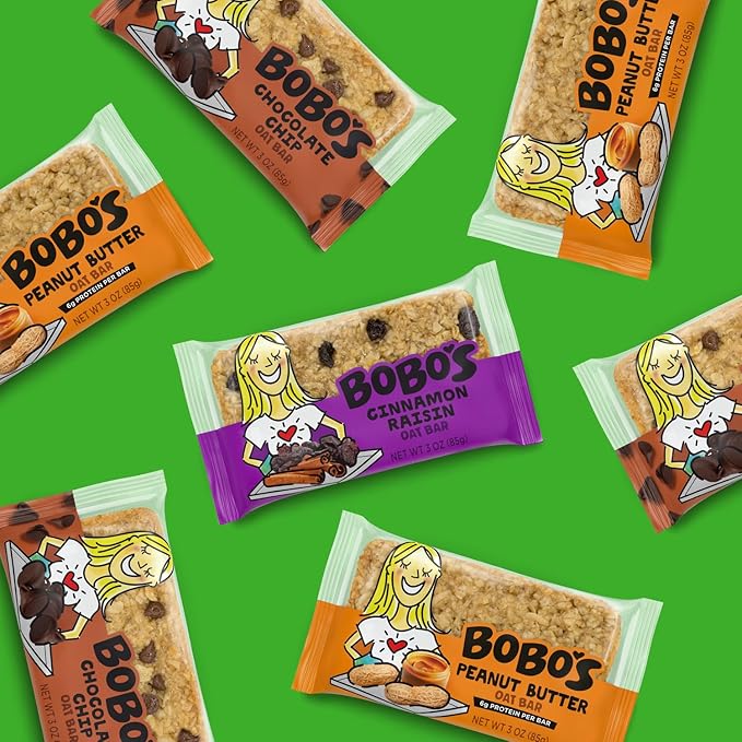 Bobo's Oatmeal Bars, Peanut Butter, Gluten Free Vegan Whole Grain Oat Bars, Pack of 12