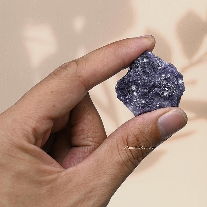 Amazing Gemstone Lepidolite Raw Crystals and Healing Stones, Natural Rocks for Tumbling and DIY Raw Stones and Crystals (5 Pieces)