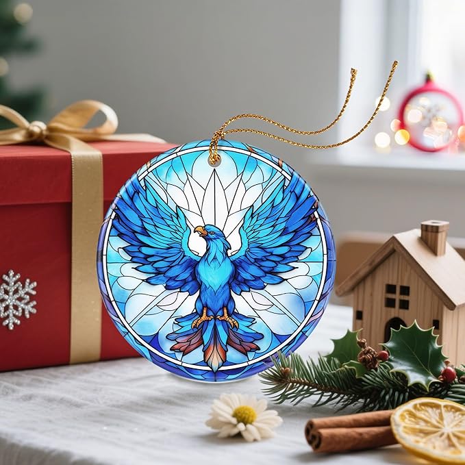 Christmas Ornament, Christmas Decoration, Ceramic-Style Phoenix Ornament, Heirloom Keepsakes, Holiday Ornaments, Holiday Presents, Unique Xmas Gifts, Gift Exchange Ornaments, Gift Idea