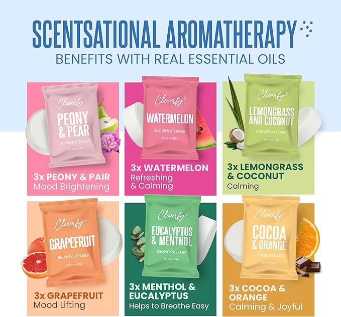 Cleverfy Shower Steamers Aromatherapy – Stocking Stuffers for Women, Teens and Wife – Christmas Gifts for Women and Teen Girls – White Elephant Gifts for Adults – 18 Tablets